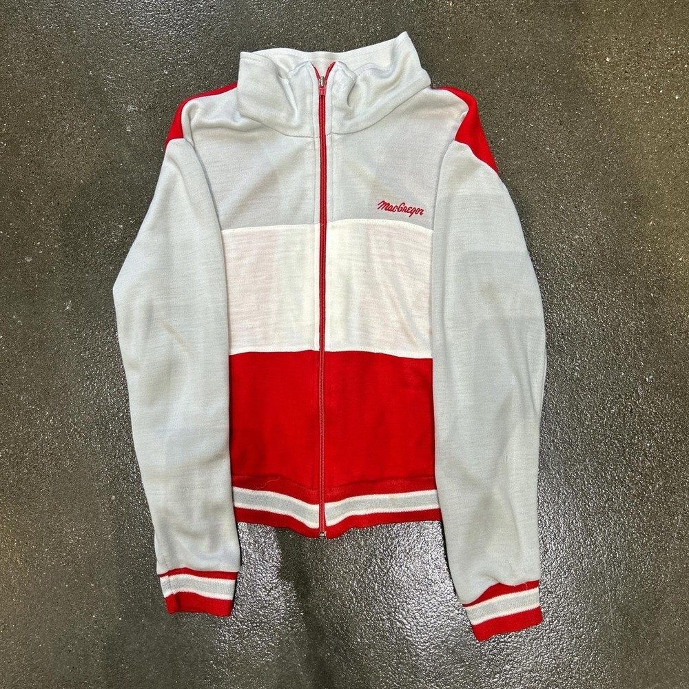 Vintage 80s Mac Gregor Size Small Color Block Full Zip Sweatshirt Jacket